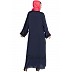 Front open embroidered Dubai abaya- Navy Blue